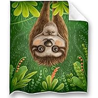 Loong Design Sloth Mom Throw Blanket Super Soft, Fluffy, Premium Sherpa Fleece Blanket 50