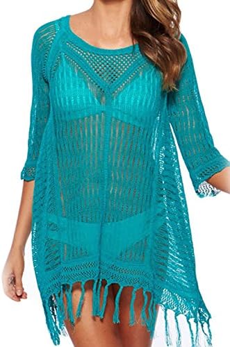 ZEAYEA Women's Lace Crochet Sheer Coverups Swimsuits Beach Dress Beachwear (...