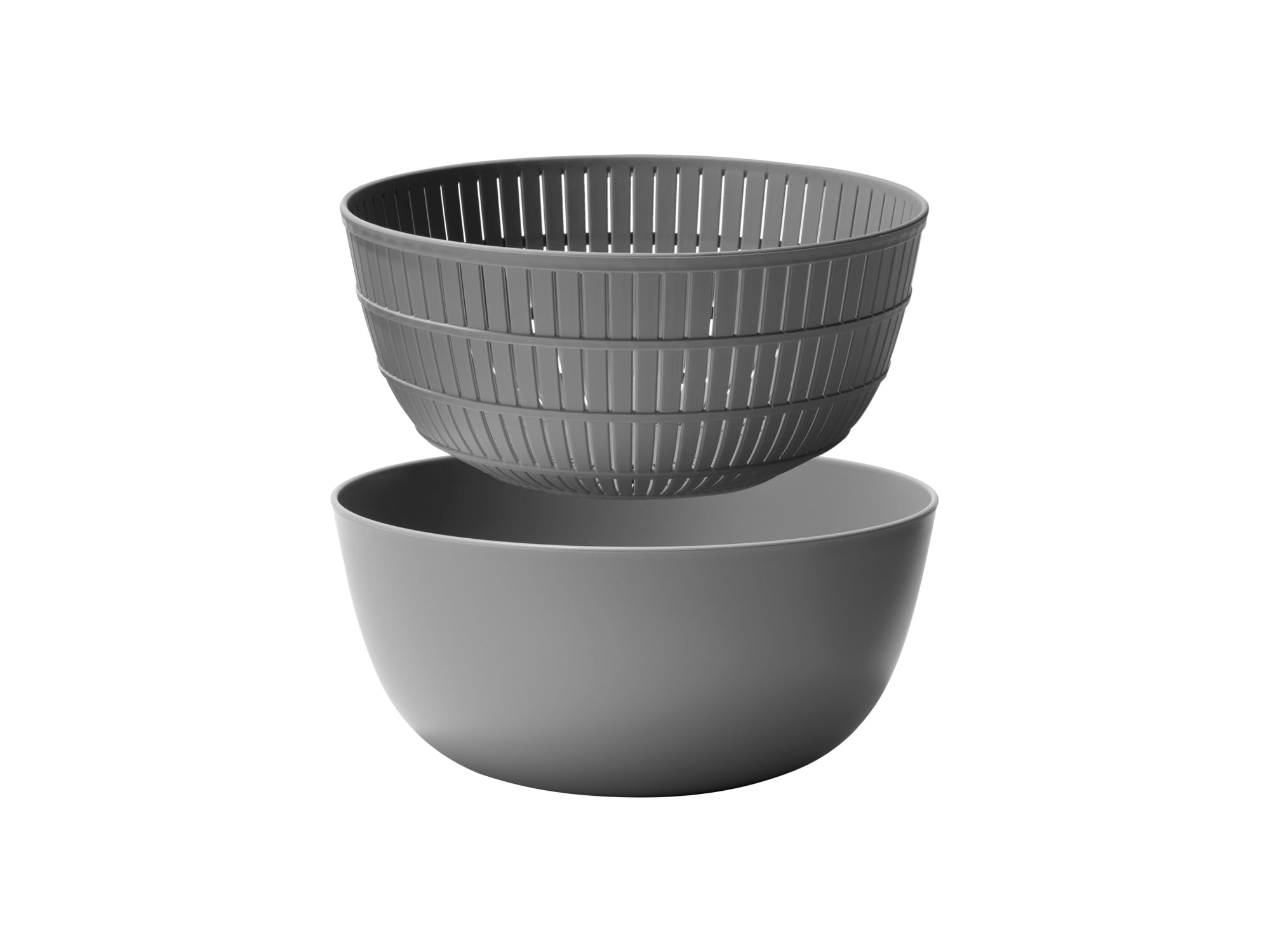 ライクイット ( like-it ) ざる ボウル 樹脂製 Colander&Bowl 米とぎにも使える ザルとボール Ф22.7×高10.4cm ボウル:Ф23.7×高10.7cm グレー 日本製 水切り 湯切り可能 3.2L商品画像