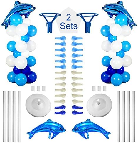 NNVMM 2 Set Balloon Column Stands Base And Pole Decoration Kit - 162Cm Height Balloon Deep Sapphire 40inch