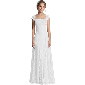 Xmgelp Square Neck Junior Bridesmaid Dress Lace Girls Wedding Formal Dress | Pleated Chiffon Flower Girl Dresses for Wedding