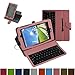 Mama Mouth Rotary Stand PU Leather Case Cover With Removable Micro USB Keyboard for 7" Verizon Ellipsis 7 4g LTE Tablet Pink