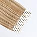 ABH AmazingBeauty Hair Pre-taped 50g 20pcs Real Remy Human Hair Highlights Tape-in Extensions Skin Weft, Invisible, Seamless, Dark Dirty Blonde with Platinum Ash Blonde P12-60, 20 Inch