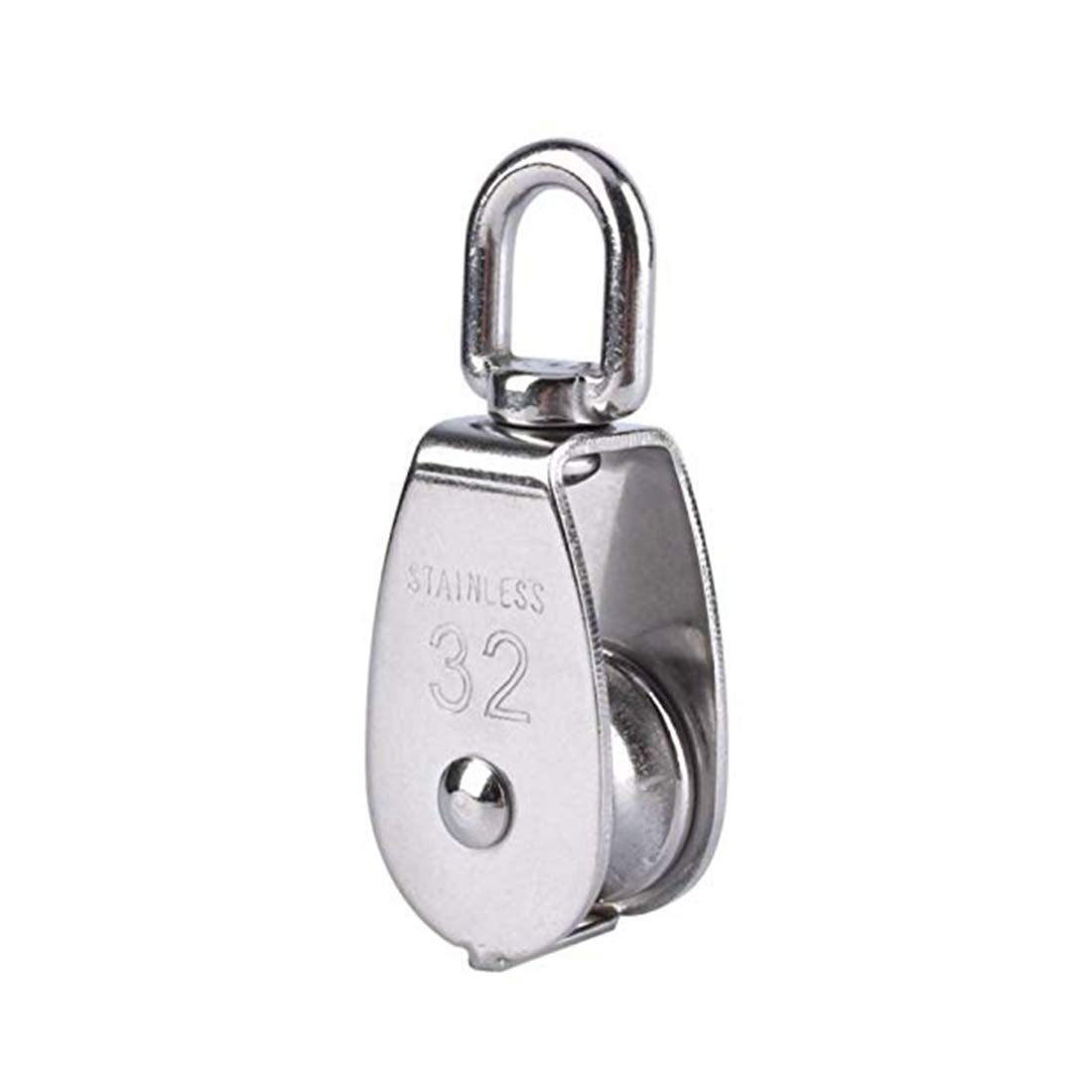 Repuhand 1Pcs Single Pulley Block 304 Stainless Steel Pulley can Rotation to Prevent Rope from Knotting, Convenient to use - Silver M32