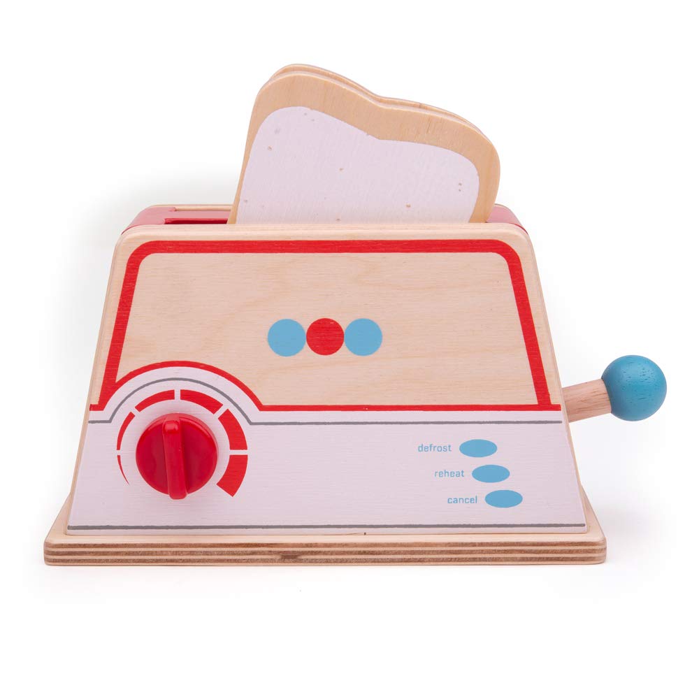 Bigjigs Toys Wooden Toaster with Wooden Bread - Play Food and Role Play for Children