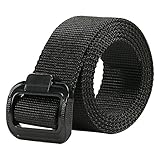 KingMoore Nylon Belt Outdoor Men's Military Tactical Belt Casual Belt Metallic Automatic Buckle Webbing Belts (Black, Medium)