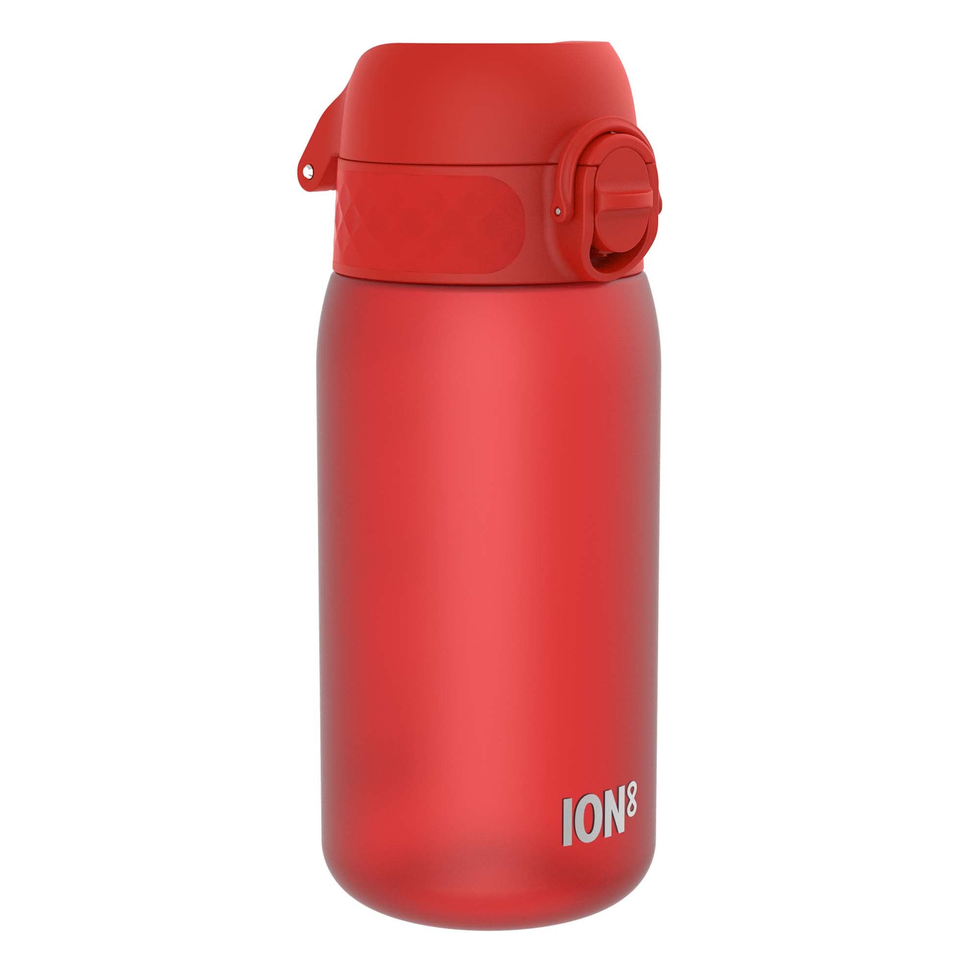 Ion8 Kids Water Bottle, 350 ml/12 oz, Leak Proof, Easy to Open, Secure Lock, Dishwasher Safe, BPA Free, Carry Handle, Hygienic Flip Cover, Easy Clean, Odour Free, Carbon Neutral, Red