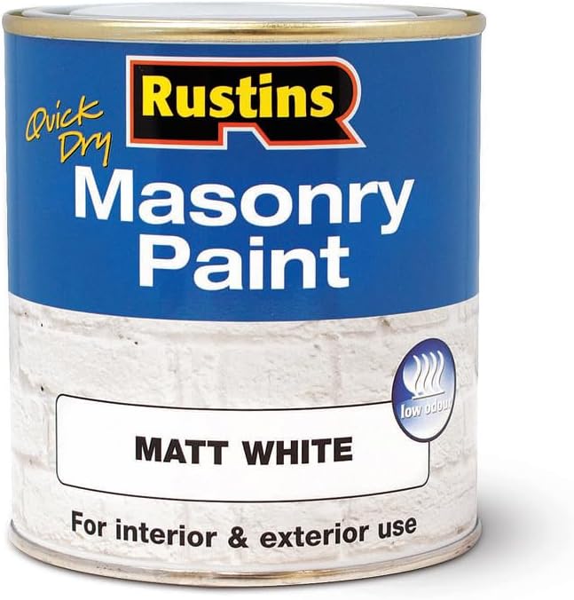 Rustins Masonry Paint White 500 ml - Exterior Weather Resistant