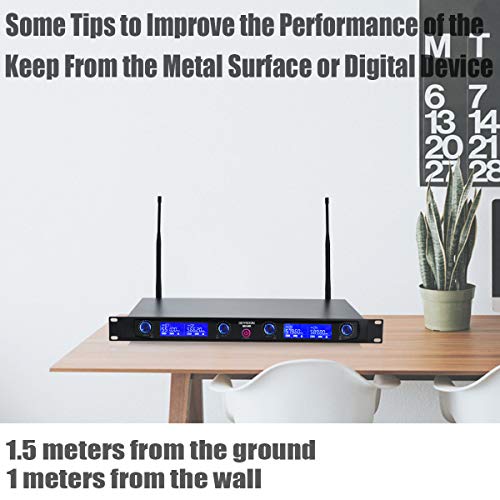GEARDON Wireless Microphone System 4 Handheld Professional Fixed Frequency Channel Cordless Mics Set UHF Microphones With Rechargeable Receiver for Karaoke,Parties,Church,Speaker