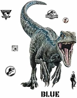 Roommates Jurassic World Fallen Kingdom Velociraptor Giant Peel And Stick Wall Decals Blue Black Rmk3799gm