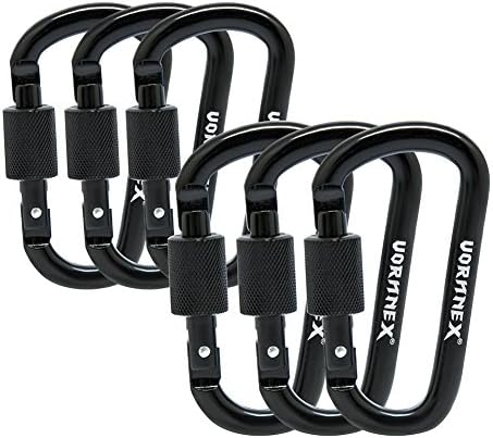 6PCS Aluminum D Ring Locking Carabiner D Shape Super Light wiregate Carabiner keychain Clip for Hammock