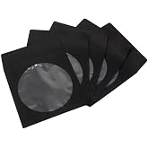 100 Pack Maxtek Premium Thick Black Color Paper CD DVD Sleeves Envelope with Window Cut Out and Flap, 100g Heavy Weight.