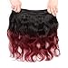 Seelaak 1B 99J Ombre Brazilian Body Wave Hair 3 Bundles, 10A Grade Burgundy Dark Red Bodywave Weave Human Hair Extensions 100g/pcs, 100% Unprocessed Hair (10