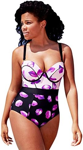 MOLLYGAN Womens Plus Size Swimsuits One Piece Swimwear Floral Print, Size L