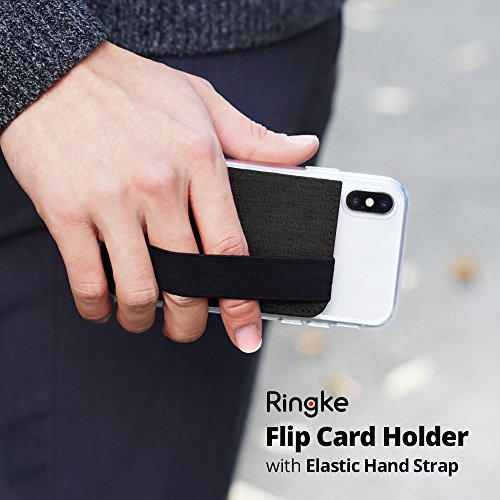 image for Ringke Flip Card Holder with Elastic Hand Strap [Charcoal Black] Slim 