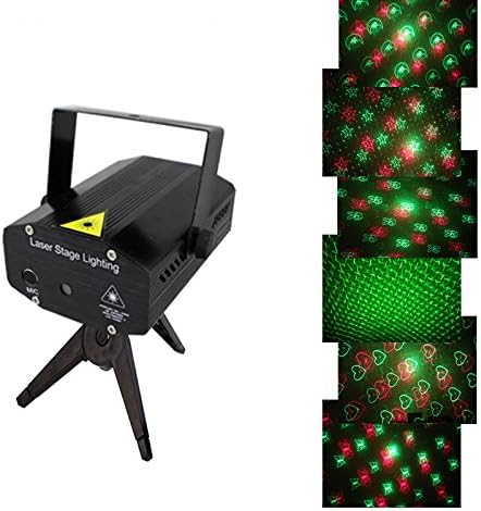 NIANJIA Stage Lighting Mini Red&green Light LED Stage Lighting Spotlight Sound/Music Active Dj Party Disco Lights (Black 6in1 mini laser light)