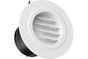 Hon&Guan 3 in Soffit Exhaust Vent, Dryer Vent Cover Round 3 Inch Vent Cover with Built-in a Fly Screen for Bathroom Office Home (ø75mm)