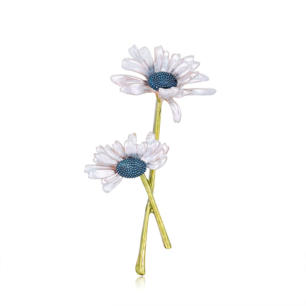 COLLECT COLLECT Women's Brooch, Alloy Brooch, Flower Brooch for Women Girls, Colourful Brooches Light Blue Chrysanthemum