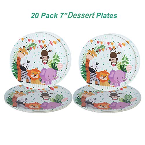 Jungle Safari Animals Themed Birthday Party Tableware Serves 20 Guests Dinner Dessert Plates