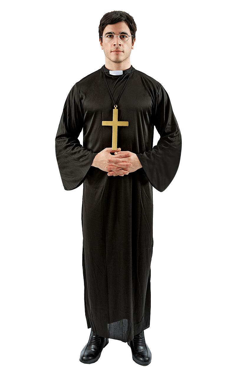 ORION COSTUMES Men's Vicar Black Robe Priest Religious Fancy Dress Costume