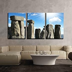 3 Piece Canvas Wall Art - Historical Monument Stonehenge,England, UK - Modern Home Art Stretched and Framed Ready to Hang - 16"x24"x3 Panels