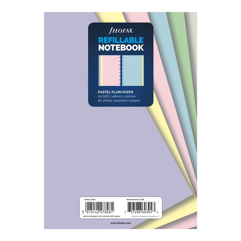 Filofax A5 Pastel Plain notepaper Refill