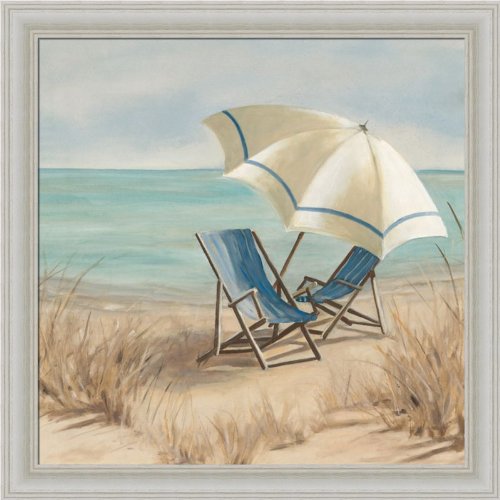 Summer Vacation II by Carol Robinson Adirondack Chair Beach Scene Art Print Framed Picture