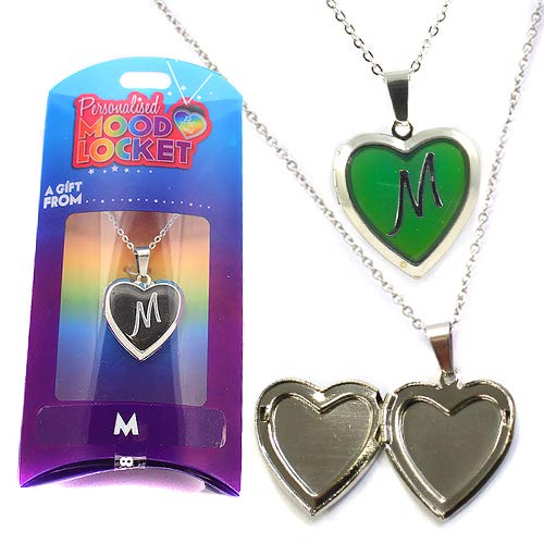M PERSONALISED HEART SHAPED NAMED MOOD LOCKET FUN GIFT PRESENT
