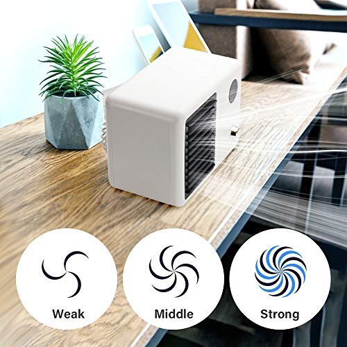 Portable Air Conditioner,Cordless Evaporative Personal Air Cooler with LED Night Light,TOPLANET Mini Desktop Fan by Rechargeable 2000mAh Li-ion Battery for Home,Office And Room,3 Speeds