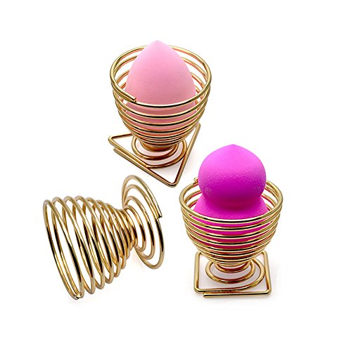 Makeup Sponge Holder Beauty Egg Blender Drying Stand, 3 Pieces, Gold