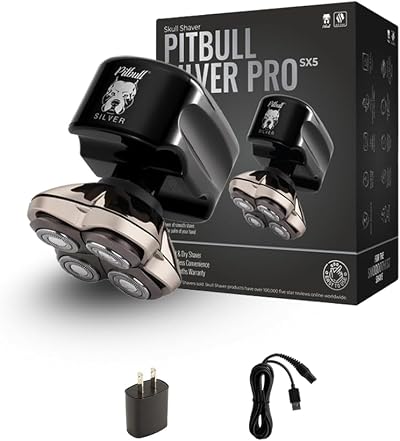 Skull Shaver Pitbull Silver Pro SX5 Head and Face Shaver