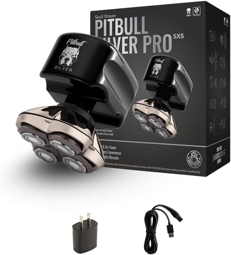 Skull Shaver Pitbull Silver Pro SX5 Head and Face Shaver