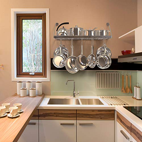 Vdomus Hanging Pot Rack, Wall Mounted Pots and Pans Holder 29.3 by 13