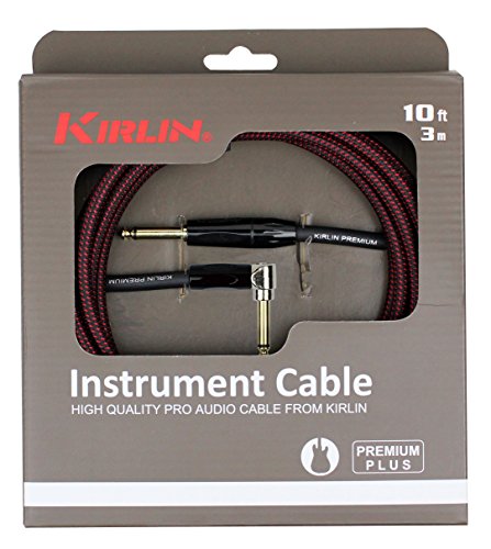 KIRLIN Cable IWB-202BFGL-10/BR 10-Feet Premium Plus Instrument Cable, Black/Red Woven Jacket