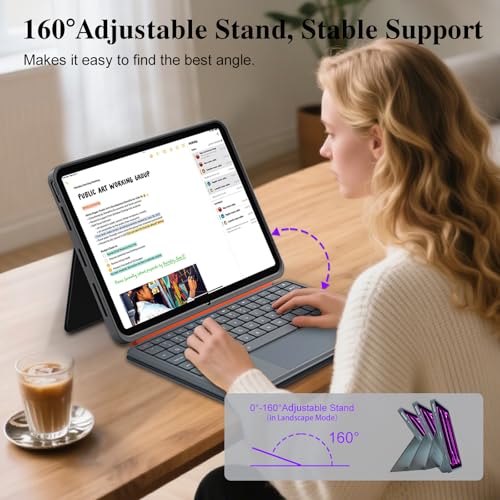 iPad Pro 13-inch Case with Keyboard (M5 2025, M4 2024), Magnetic Detachable Backlit, Multi-Touch Touch Panel, Horizontal/Vertical, 160° Adjustable Stand, Slim Protective Case (Grey)