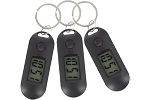 Kichvoe 3pcs Digital Keychain Watches for Students Mute Hanging Clip-on Watches Lightweight Portable Electronic Black