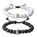 EnjoIt Couple Distance Bracelet Diffuser Beads Crown Queen Bracelets Matte Agate & White Howlite Lava Stone (Adjustable Black Crown1)