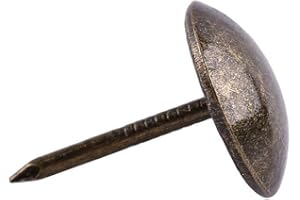 Yosoo 100Pcs Upholstery Tacks, Antique Brass Bronze Round Head Decorative Furniture Nails Pins Metal Thumb Tack Stud Push Pin