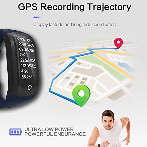 GPS Sports Watch Heart Rate Monitor Waterproof Fitness Tracker Bluetooth Smart Bracelet for iOS Android Phone Black - Thumbnail 5