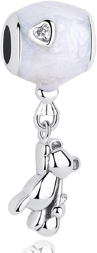 FeatherWish 925 Sterling Silver New Baby Its A Boy Or Girl Teddy Bear Charm With Love Heart Fits Pandora Bracelet