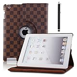 Aurora® Auto Sleep/Wake Function 360 Degree Rotating Smart Case Cover for 9.7 inch iPad Air/ iPad 5 with a Stylus as a Gift--Brown