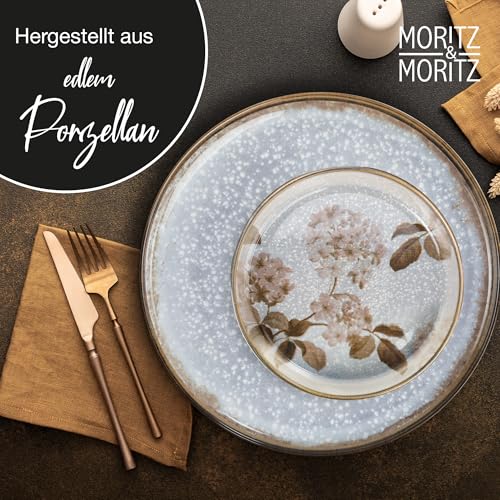 Moritz & Moritz BLOSSOM Porzellan Geschirrset 6 Personen 18-tlg. - Modernes Tafelservice mit verspieltem Design - Pflegeleichtes Kaffeeservice mit Teller Set & Schüsseln - Kombiservice thumbnail 3