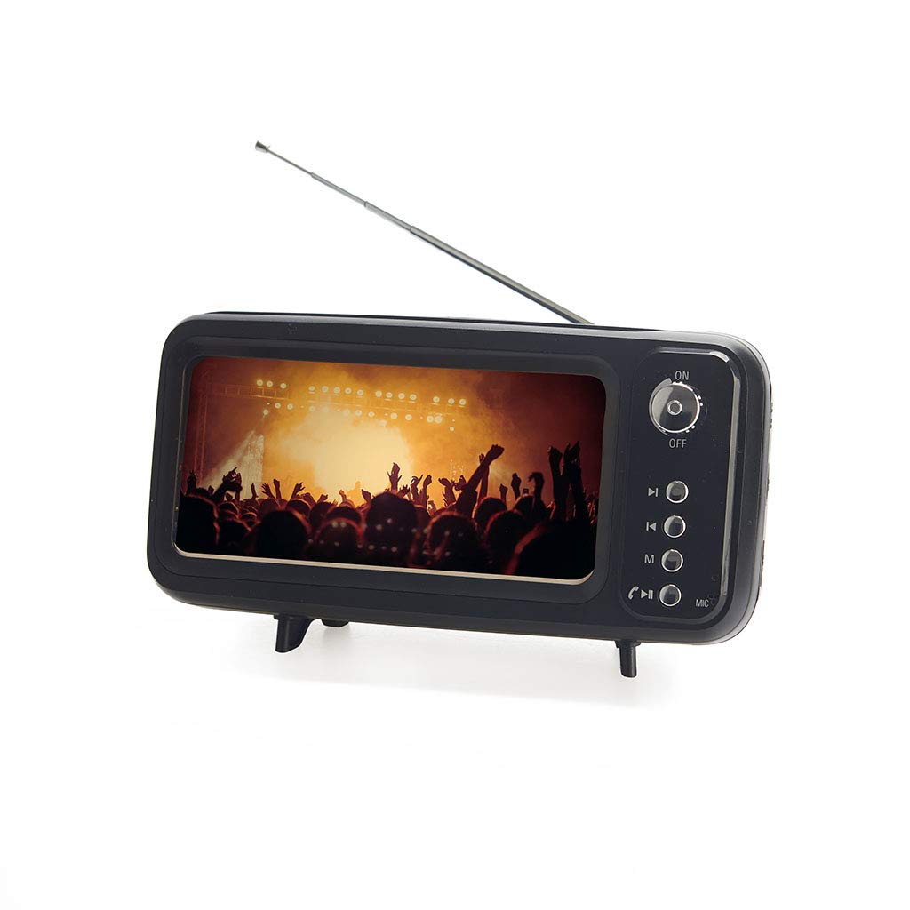 Balvi Smartphone holder & Speaker & Radio Retro TV Black colour With battery and USB charging cable A