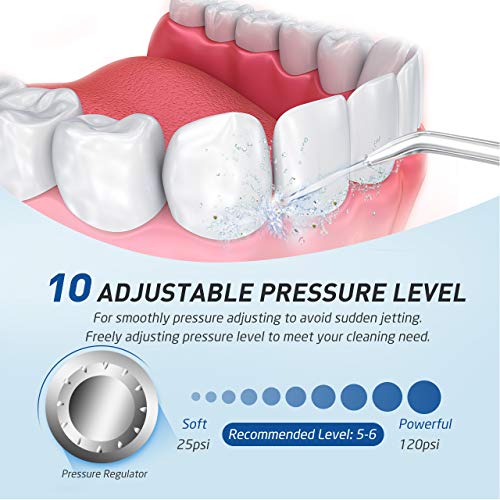 Habor Upgraded Water Flosser, FDA 600ML Water Dental Flosser with 7 Multifunction Tips for Family Use, Leak Proof Oral Irrigator with 10 Pressure Settings for Braces Teeth Care