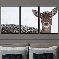 3 Piece Framed Canvas Wall Art Fawn in The Wild Animals Deer Canvas Prints Home Artwork Decoration for Living Room,Bedroom - 16