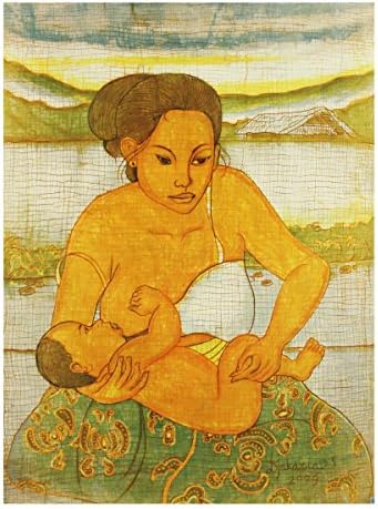 Batik Art Painting, 'Lady with Child' by Dzakaria (45cm x 75cm)