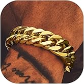 Bandmax Cuban Chain Bracelets for Men Women, Stainless Steel/Black/Gold Plated Hip Hop Chunky Miami Curb Link Wristlet Bracelet Gift for Son Grandson Husband Father