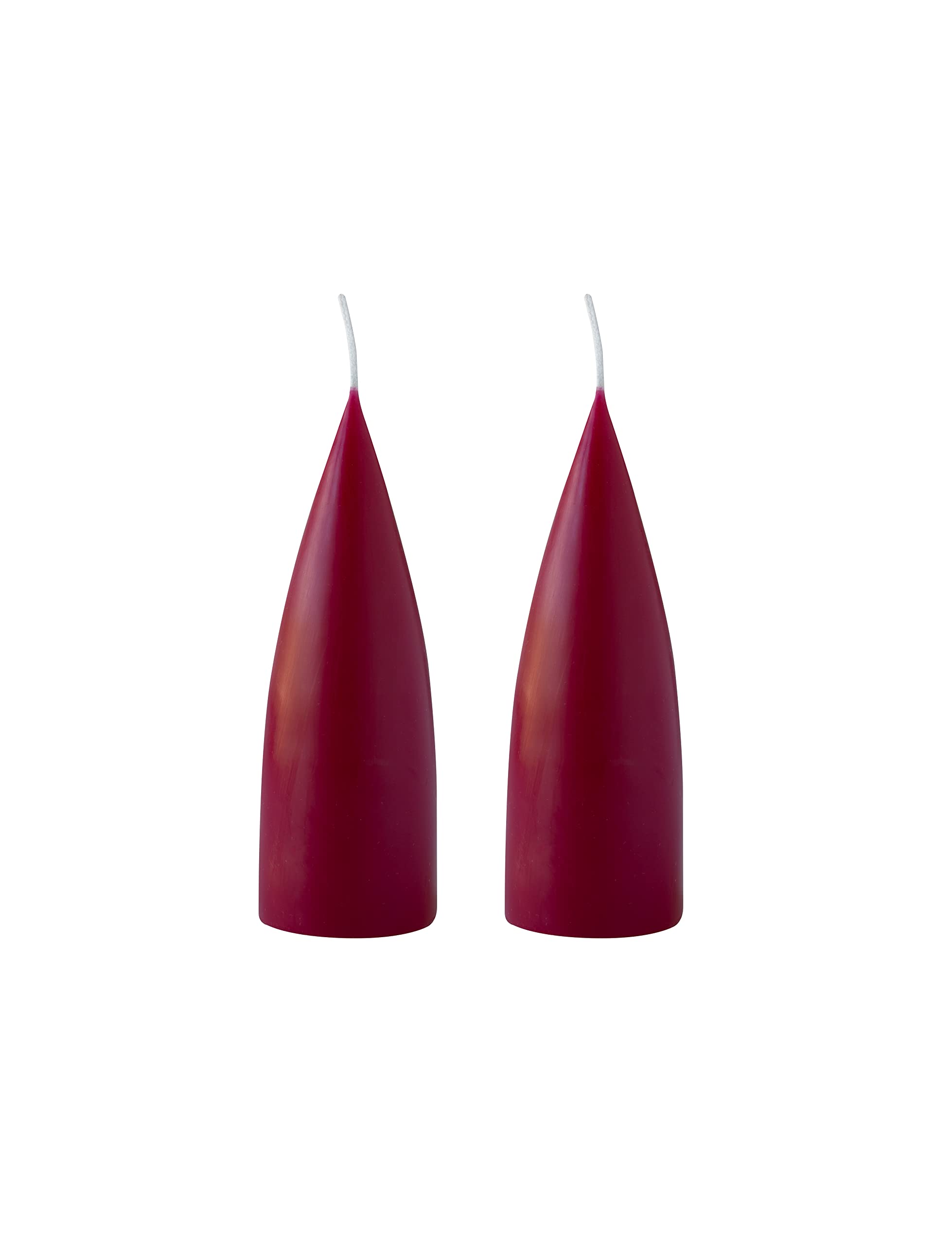 Kunstindustrien® Cone Shaped Candles, Made in Denmark, 43 colours available, Dripless & Smokeless Pillar Candles, Candles long burning 15h, Unscented Candle gift set, 2pcs. 6.5 x 16cm (Light Bordeaux) — image 1