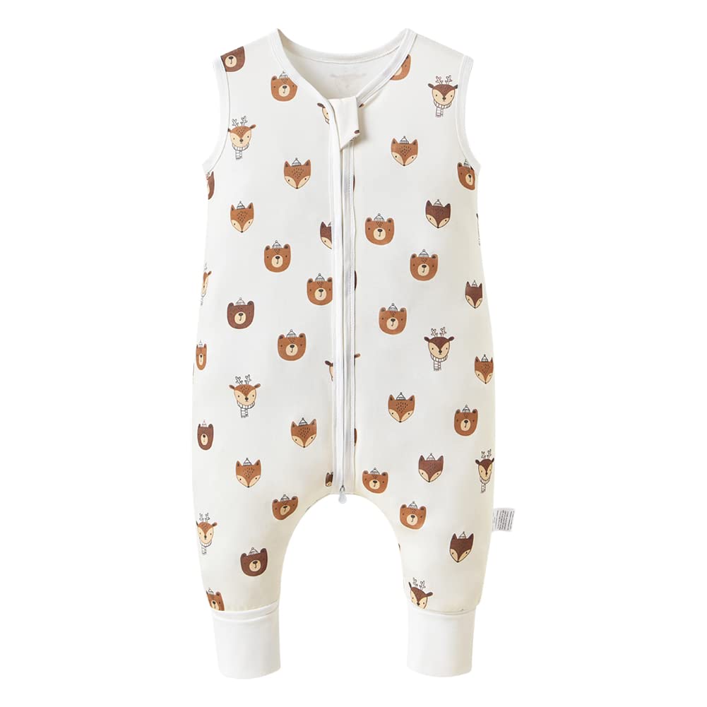 Fairy Baby Toddler Sleeping Bag with Feet 0.5 Tog Sleeveless Baby Sleeping Sack with Leg Walking Summer Wearable blanket for Girls Boys (Animal Headshot, S / 70cm)