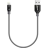 Anker PowerLine+ Lightning Cable (1ft) Durable and Fast Charging Cable [Double Braided Nylon] for iPhone, iPad and More (Gray)